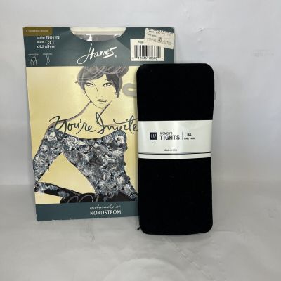Hanes You’re Invited Toeless Control Top Old Silver. GAP M/L Black Tights